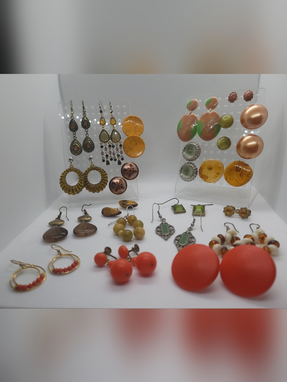 Retro Earrings Set With Orange Tones